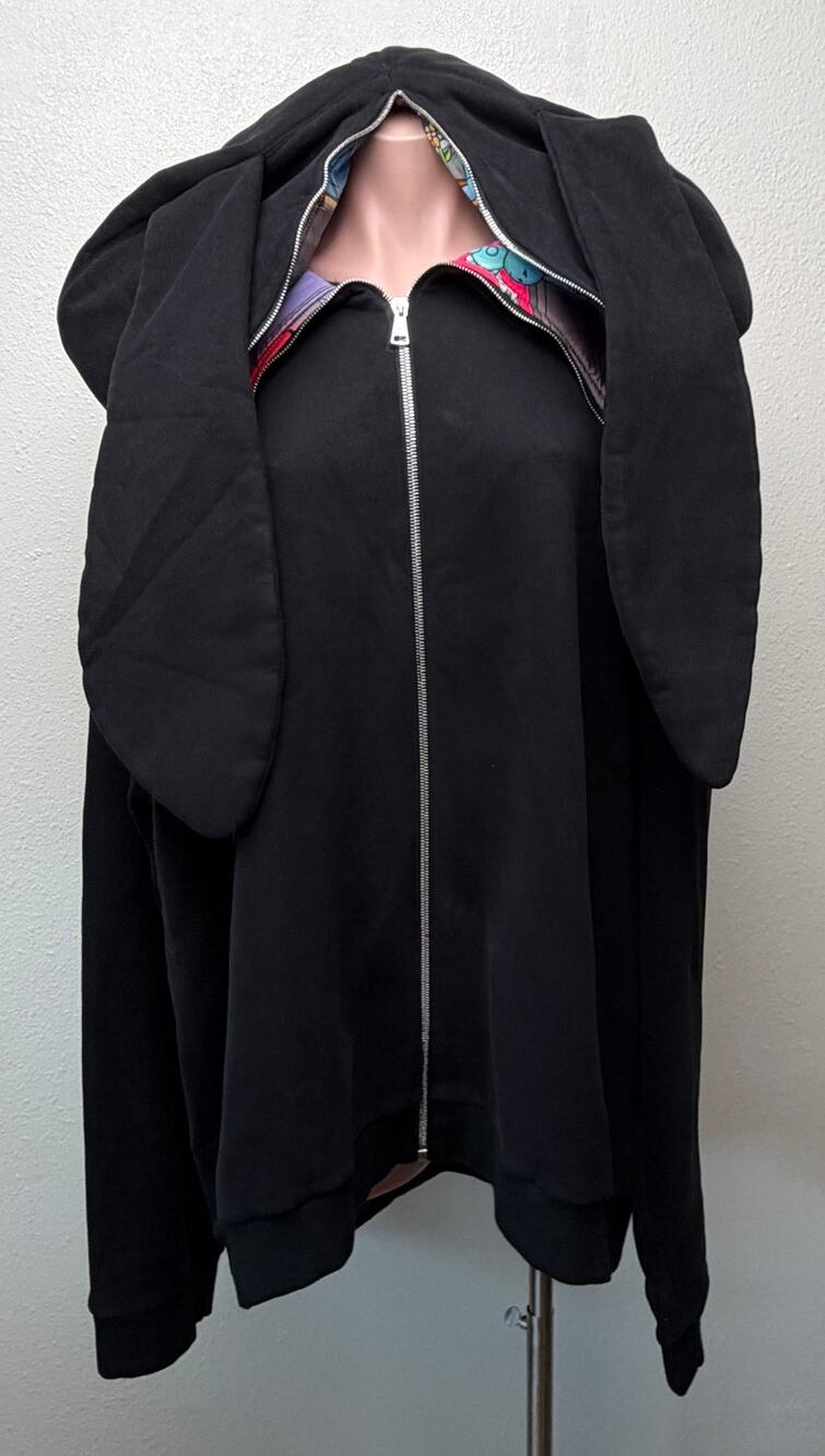 Natasha Zinko Unisex L Black Rabbit Ear Hoodie Oversized